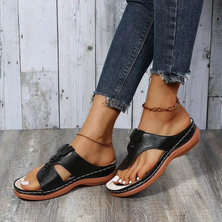 Women's Blue Wedge Sandals Large Spring Summer Flats — feature 16