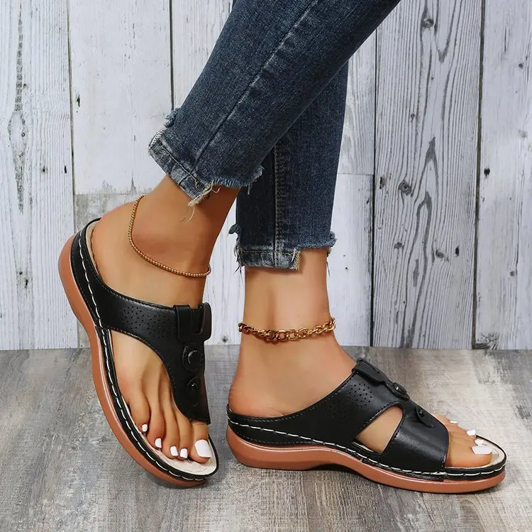 Women's Blue Wedge Sandals Large Spring Summer Flats — feature 7