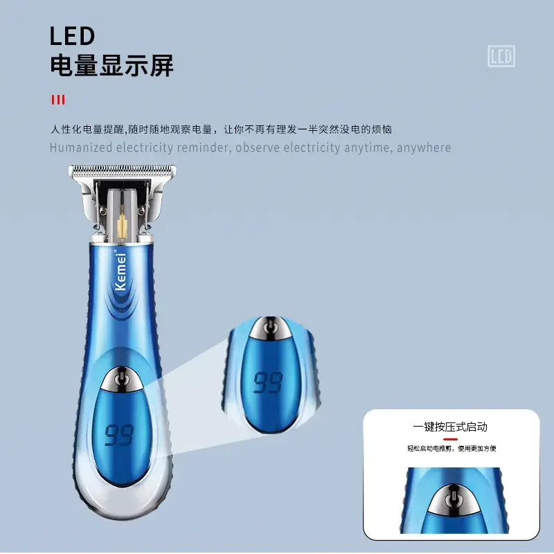 Kemei KM-2297 Blue Hair Clipper with USB Charging - Image 5