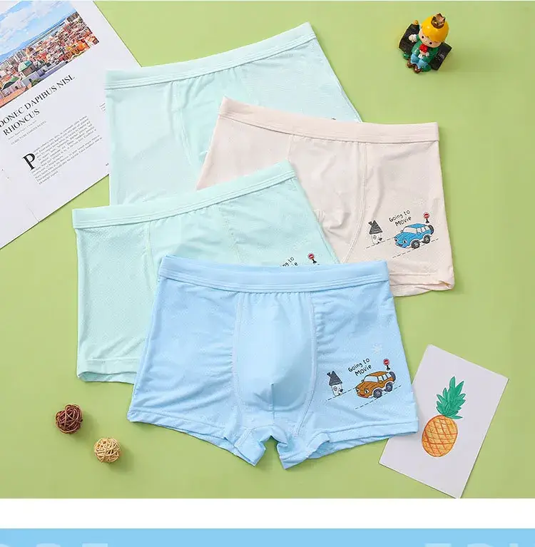Children's Ice Silk Boxers Blue Cartoon Print — feature 19