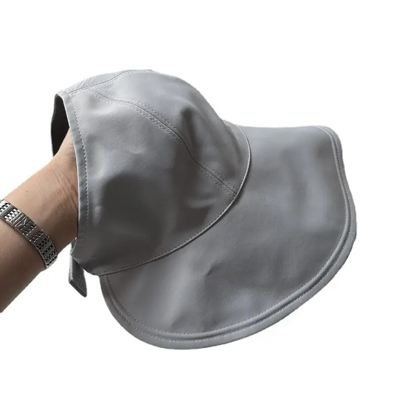 Women's Grey Reversible Bucket Hat with Large Brim - Image 8