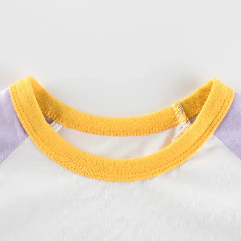 Girls Short Sleeve T-Shirt Yellow White 2024 Summer - Image 2