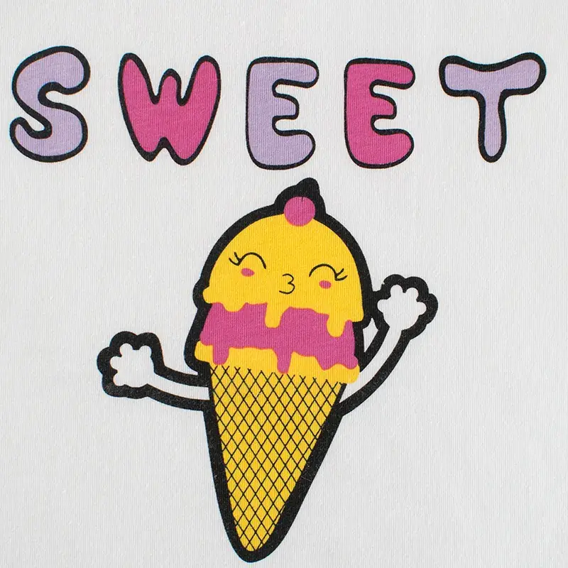 Girls Short Sleeve T-Shirt Yellow White 2024 Summer - Image 3