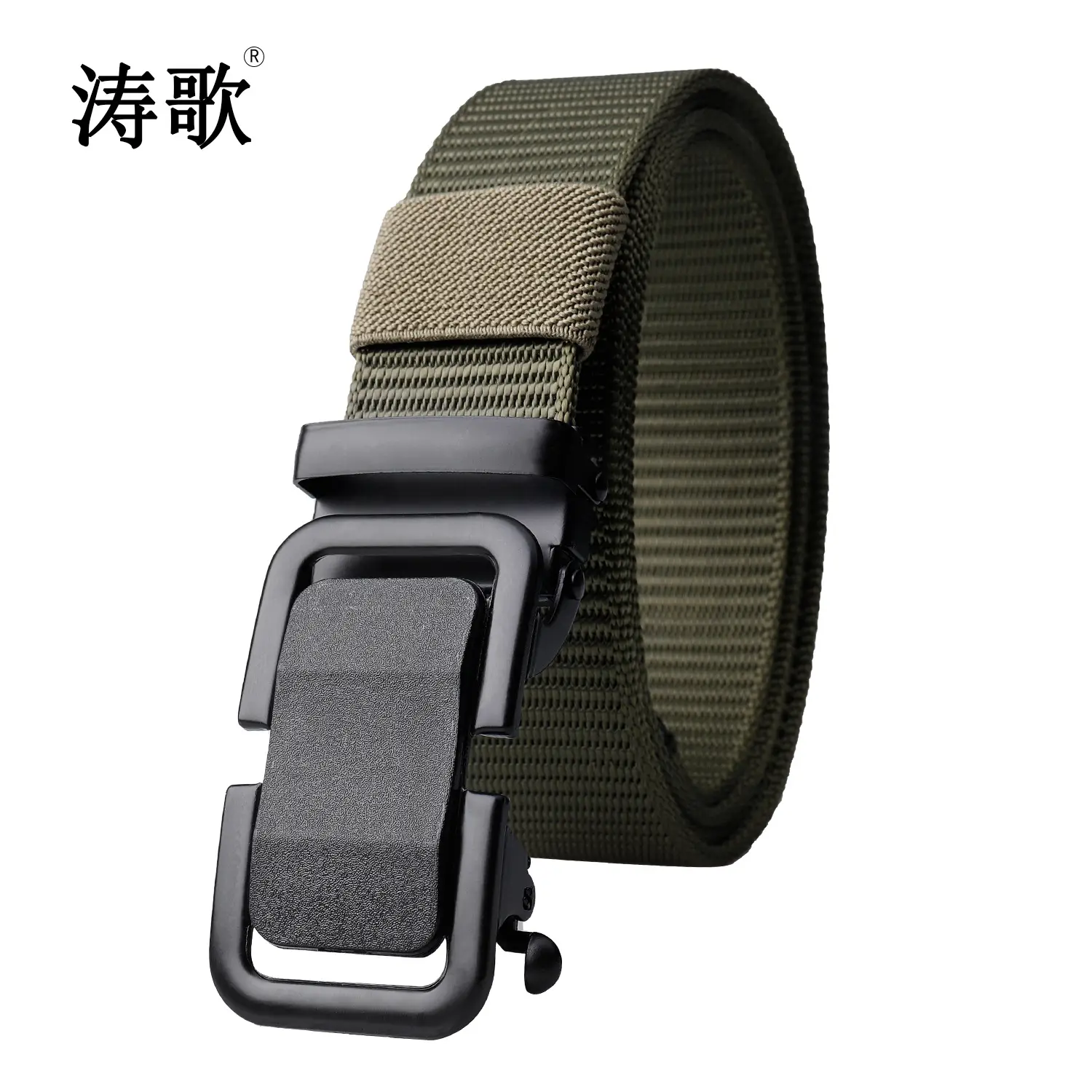 Men's Automatic Buckle Belt Non-Porous Canvas Green - Image 9