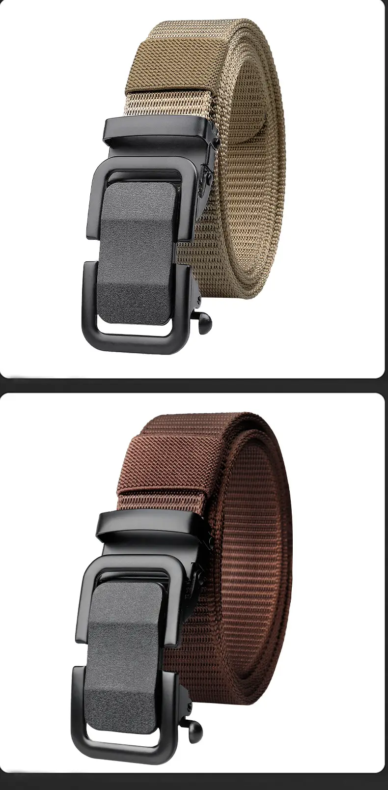 Men's Automatic Buckle Belt Non-Porous Canvas Green β feature 13