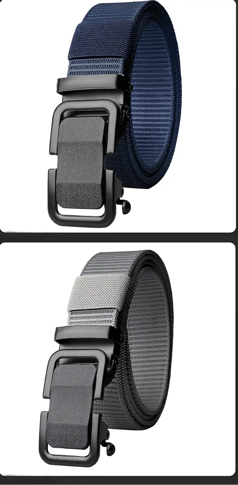 Men's Automatic Buckle Belt Non-Porous Canvas Green β feature 14