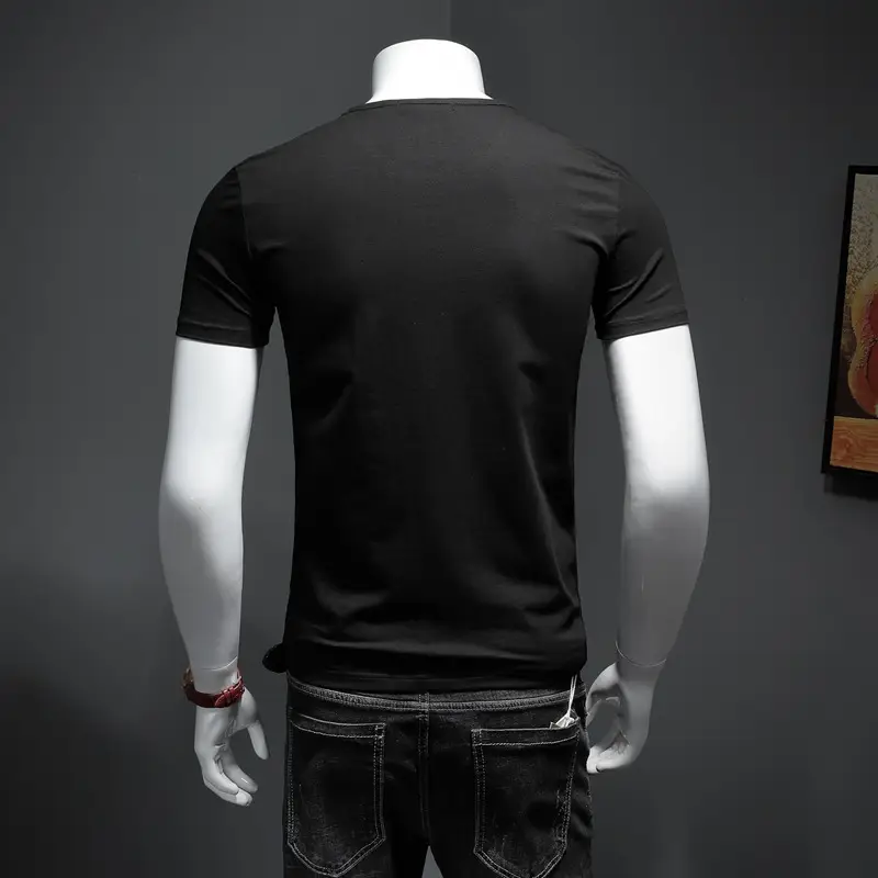 European Men's White Graphic T-Shirt Slim Fit Round Neck — feature 6