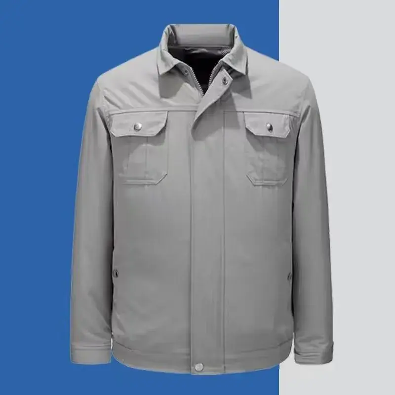 Men Grey Button-Front Jacket Summer Cooling Lightweight - Image 7