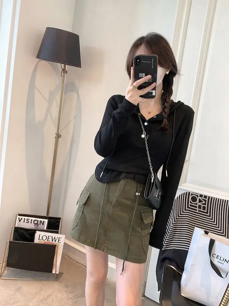 Women Hooded Long Sleeve Slim Fit T-Shirt New Spring Style — feature 14