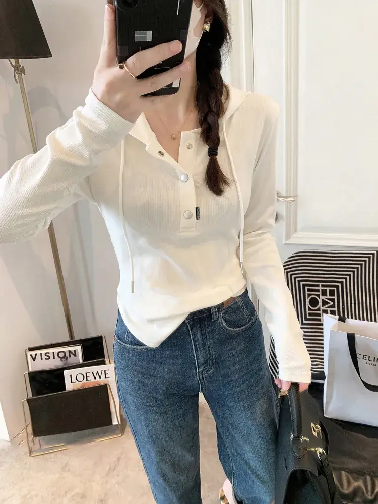 Women Hooded Long Sleeve Slim Fit T-Shirt New Spring Style — feature 20