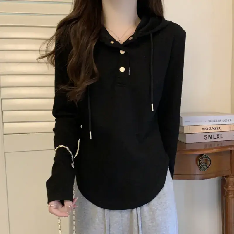 Women Hooded Long Sleeve Slim Fit T-Shirt New Spring Style — feature 28