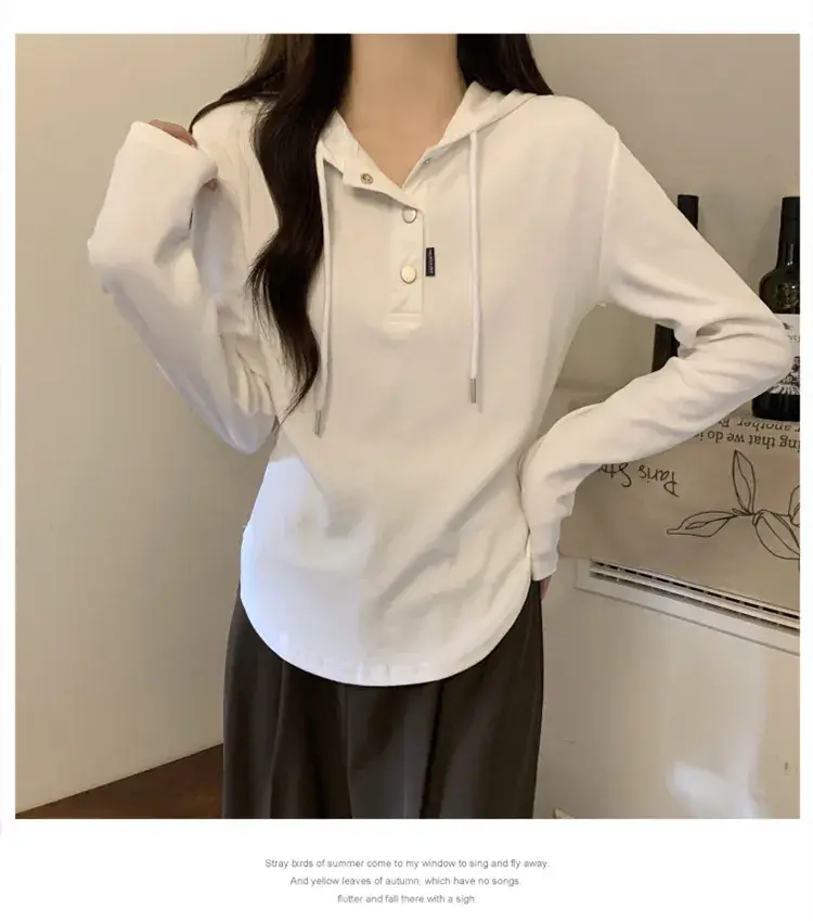 Women Hooded Long Sleeve Slim Fit T-Shirt New Spring Style — feature 9