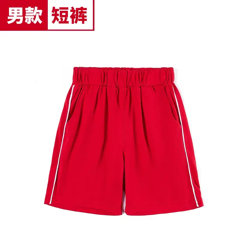 Children's Red Cotton Sports Suit Summer School Uniform - Image 22
