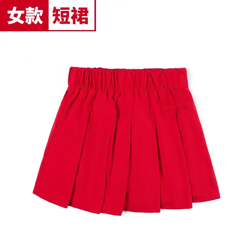 Children's Red Cotton Sports Suit Summer School Uniform - Image 23