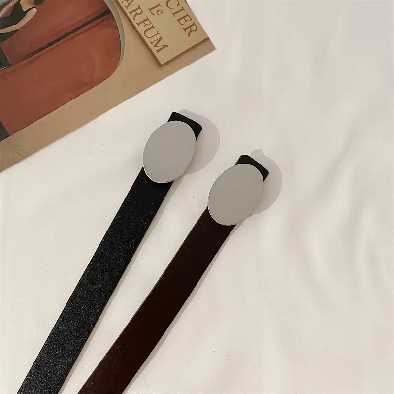 Korean-style Women's Belt with Oval Buckle - Image 6