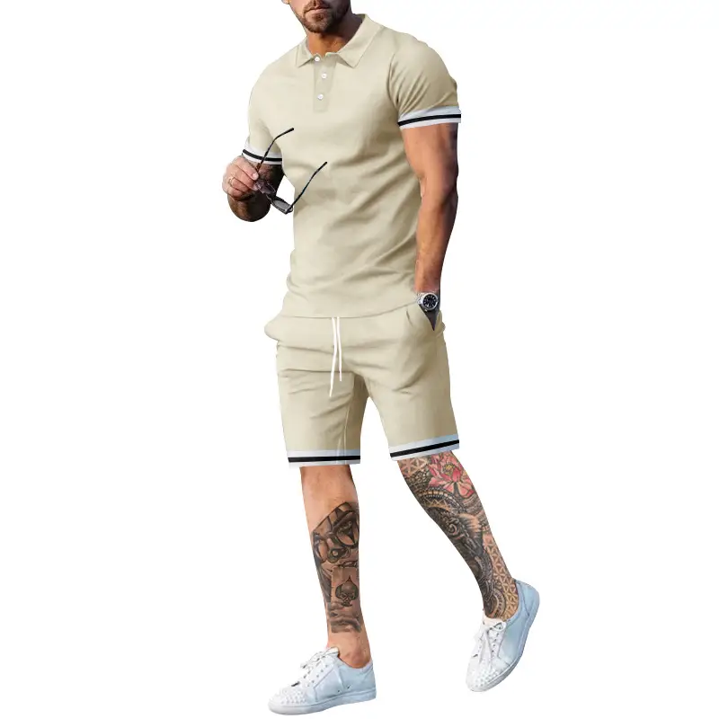 Men Green Sporty Shorts Set with Polo Shirt Large - Image 11