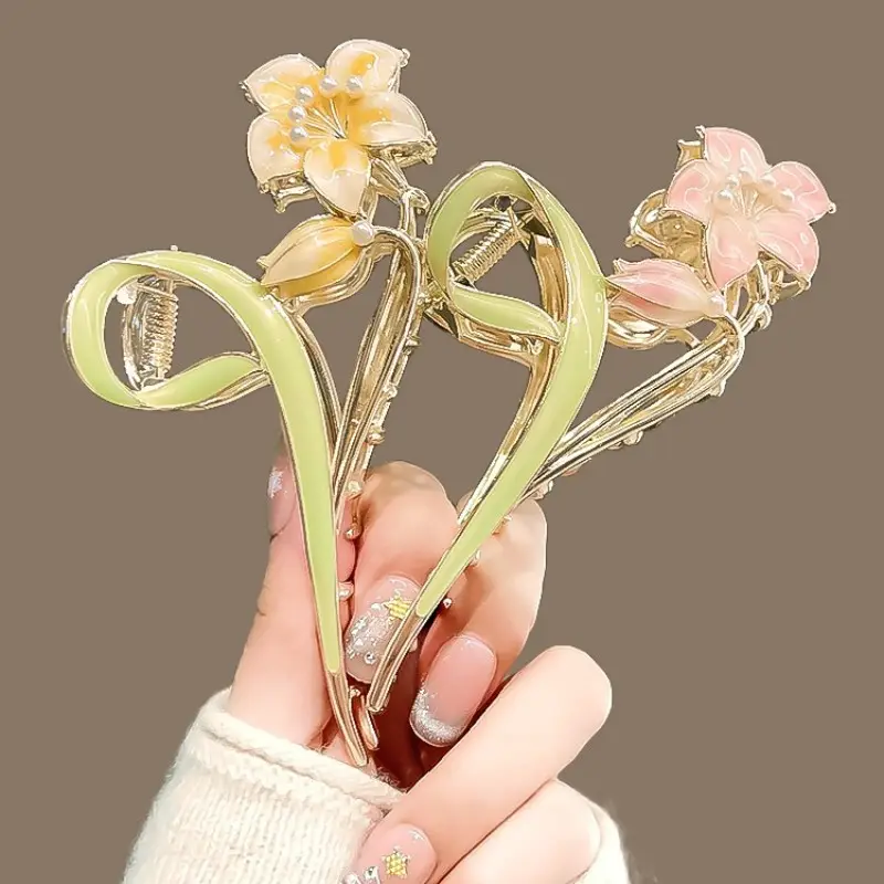 Mori Green Floral Hairpin Clip Spring Summer New Fashion - Image 5