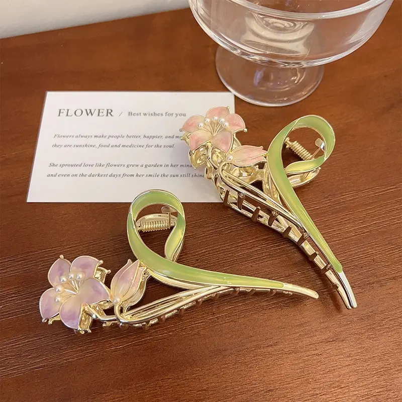 Mori Green Floral Hairpin Clip Spring Summer New Fashion - Image 6