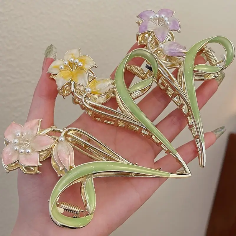 Mori Green Floral Hairpin Clip Spring Summer New Fashion - Image 7