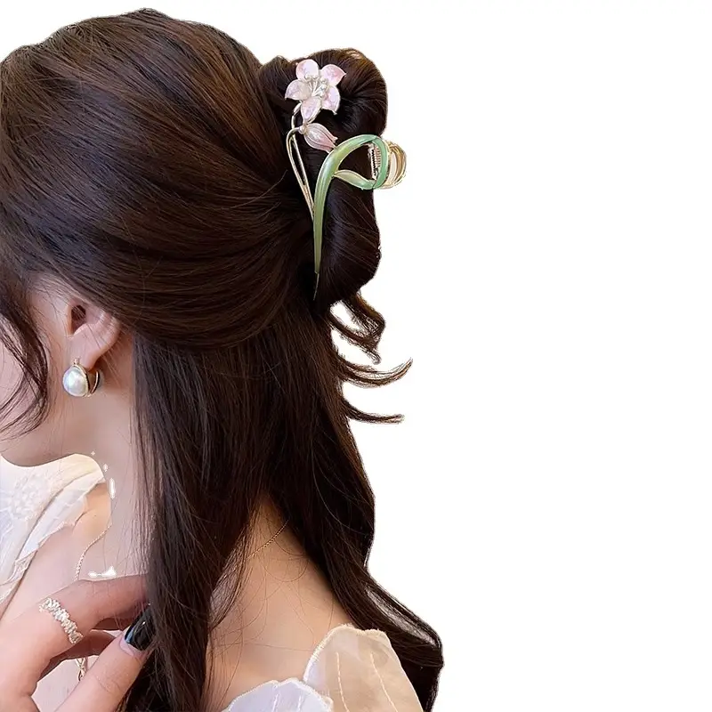 Mori Green Floral Hairpin Clip Spring Summer New Fashion - Image 8