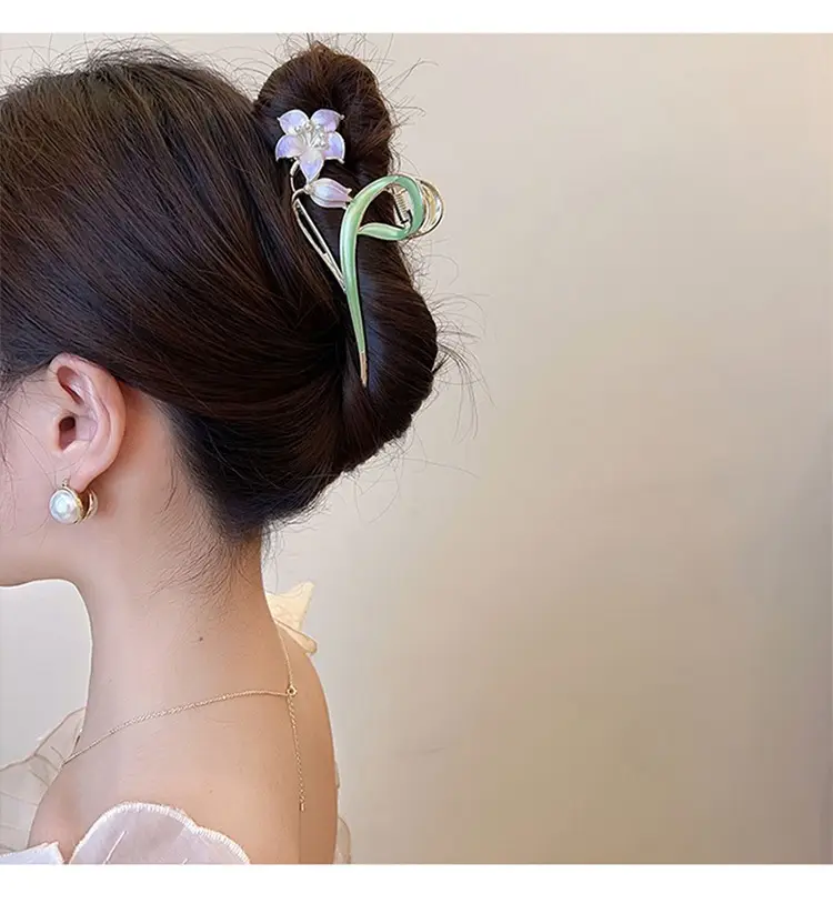 Mori Green Floral Hairpin Clip Spring Summer New Fashion — feature 10