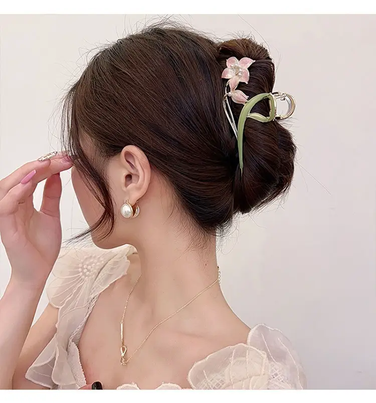 Mori Green Floral Hairpin Clip Spring Summer New Fashion — feature 11
