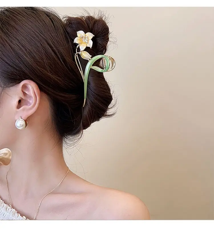 Mori Green Floral Hairpin Clip Spring Summer New Fashion — feature 12