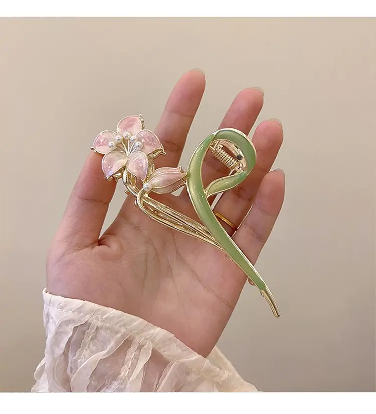 Mori Green Floral Hairpin Clip Spring Summer New Fashion — feature 13