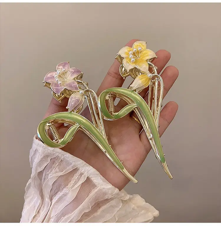 Mori Green Floral Hairpin Clip Spring Summer New Fashion — feature 14