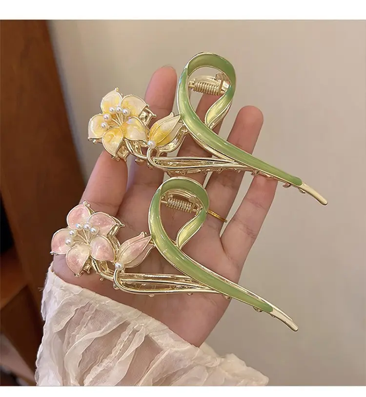 Mori Green Floral Hairpin Clip Spring Summer New Fashion — feature 15