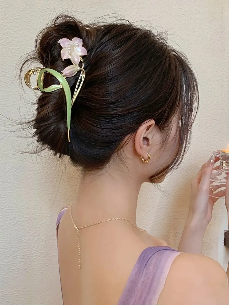 Mori Green Floral Hairpin Clip Spring Summer New Fashion — feature 17