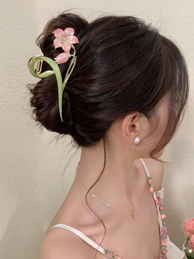 Mori Green Floral Hairpin Clip Spring Summer New Fashion — feature 18