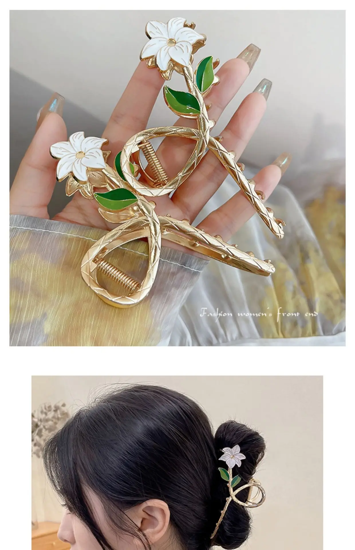 Mori Green Floral Hairpin Clip Spring Summer New Fashion — feature 23