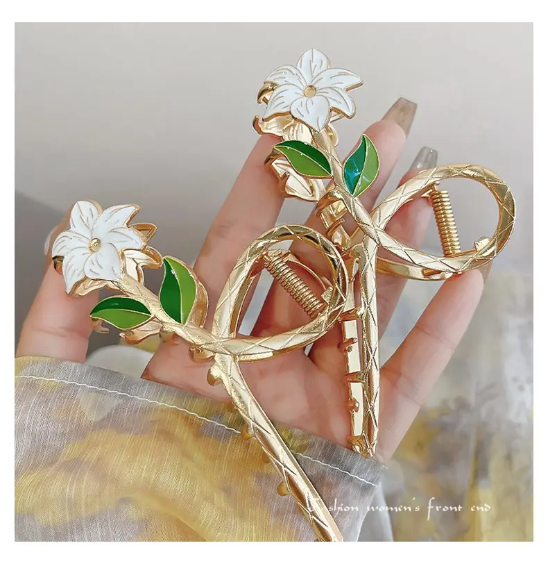 Mori Green Floral Hairpin Clip Spring Summer New Fashion — feature 25