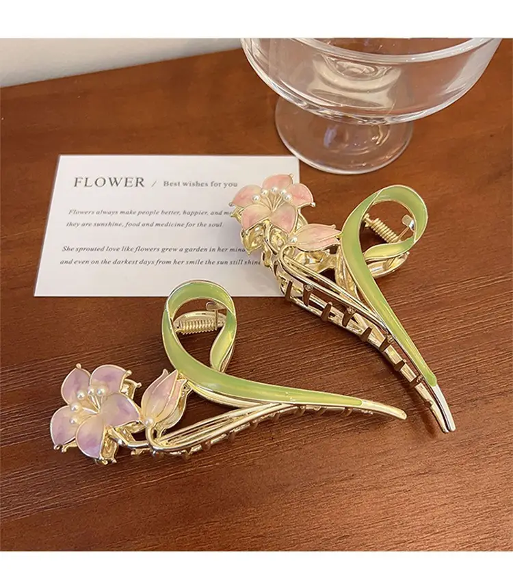 Mori Green Floral Hairpin Clip Spring Summer New Fashion — feature 6