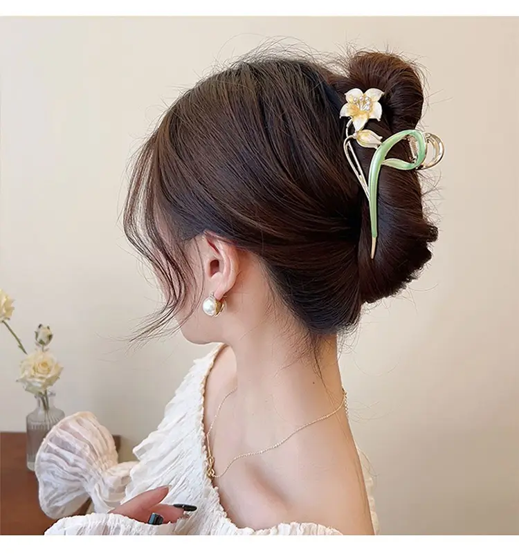 Mori Green Floral Hairpin Clip Spring Summer New Fashion — feature 8