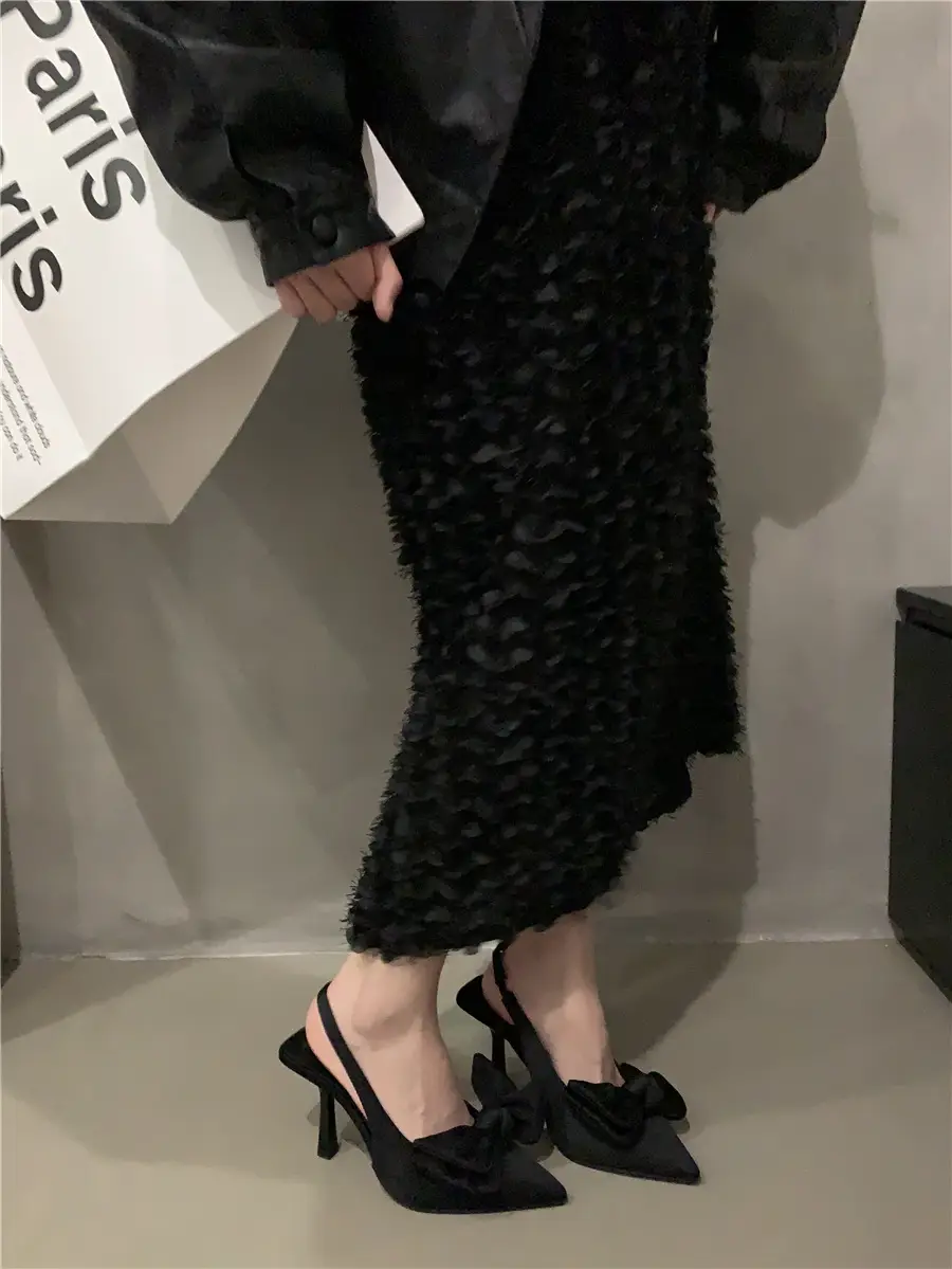 Fairy style sandals with skirt French style closed toe single-layer shoes night style bow pointed stiletto heel high heels spring women's shoes — feature 14