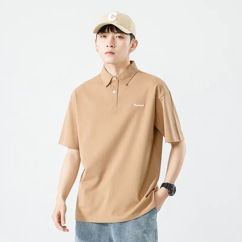 Men's White Japanese Style Polo Shirt Short Sleeve Casual Wear - Image 3