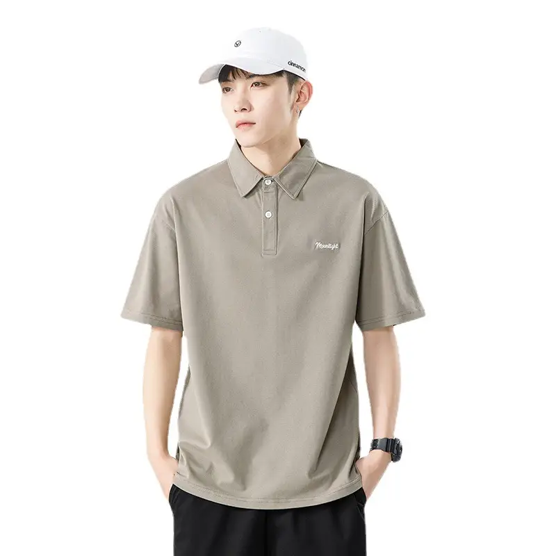 Men's White Japanese Style Polo Shirt Short Sleeve Casual Wear - Image 6