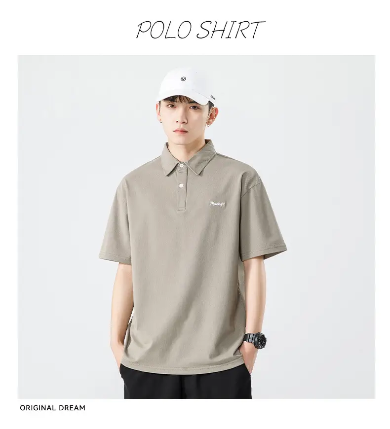 Men's White Japanese Style Polo Shirt Short Sleeve Casual Wear — feature 16