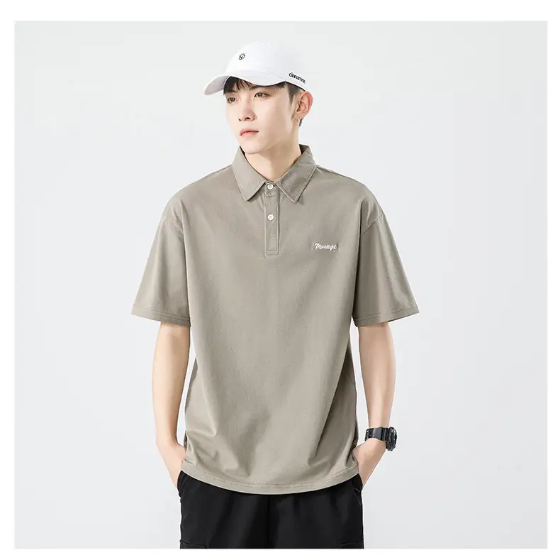 Men's White Japanese Style Polo Shirt Short Sleeve Casual Wear — feature 26