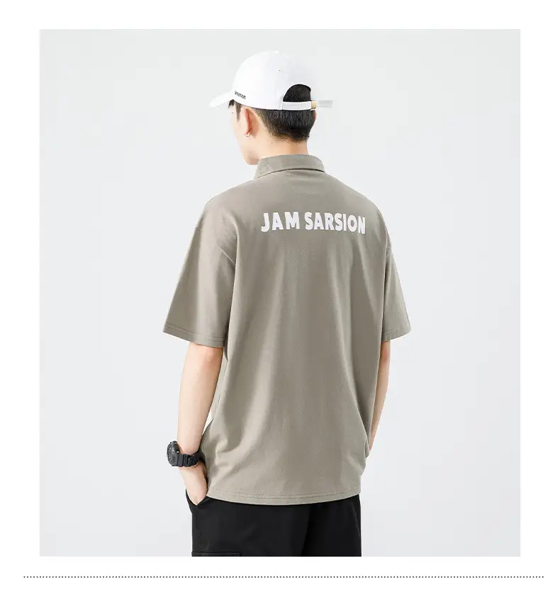 Men's White Japanese Style Polo Shirt Short Sleeve Casual Wear — feature 29