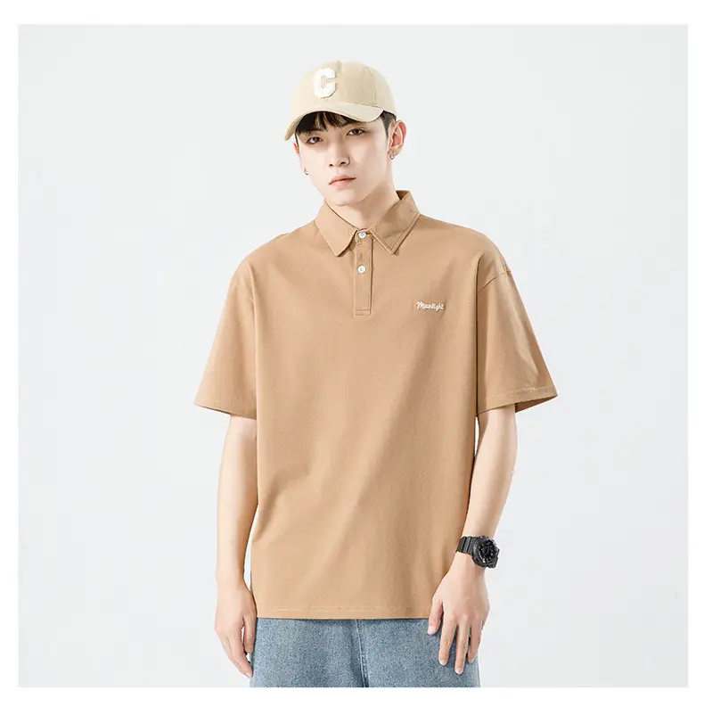 Men's White Japanese Style Polo Shirt Short Sleeve Casual Wear — feature 30