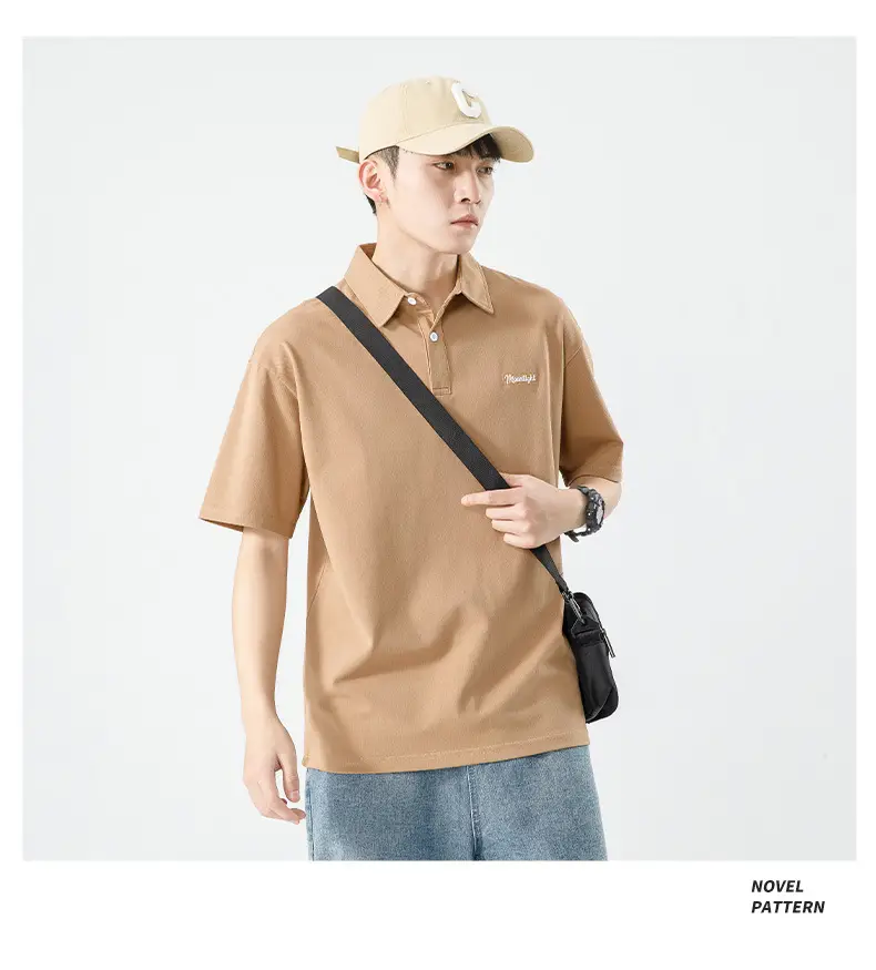 Men's White Japanese Style Polo Shirt Short Sleeve Casual Wear — feature 32