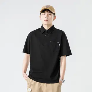 Men's White Japanese Style Polo Shirt Short Sleeve Casual Wear — feature 5