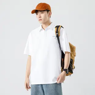 Men's White Japanese Style Polo Shirt Short Sleeve Casual Wear — feature 6