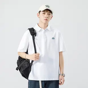Men's White Japanese Style Polo Shirt Short Sleeve Casual Wear — feature 9