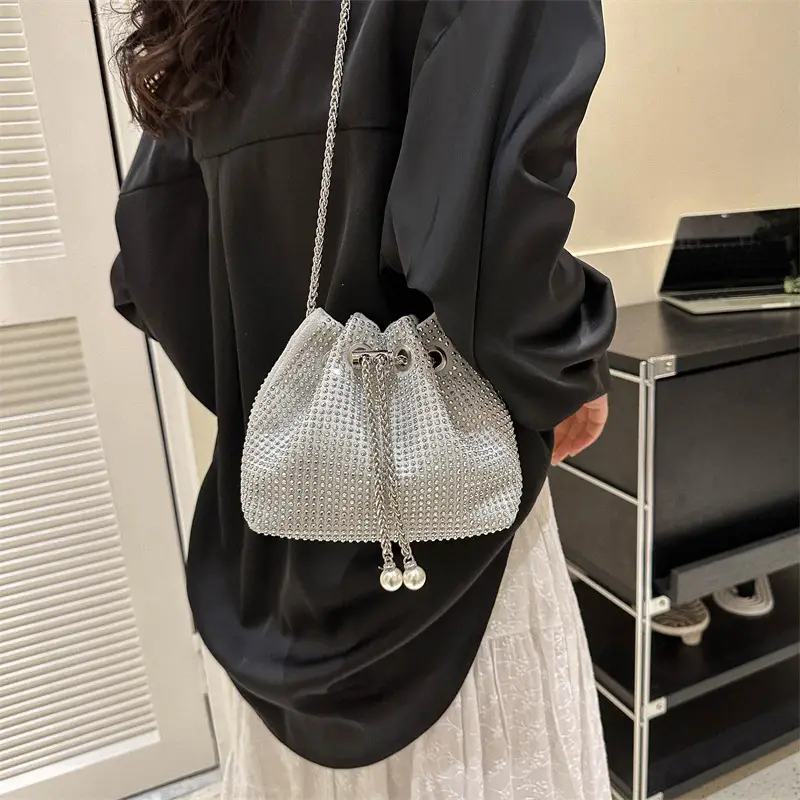 Rhinestone Bucket Bag Women's Casual Shoulder Crossbody Bag - Image 7