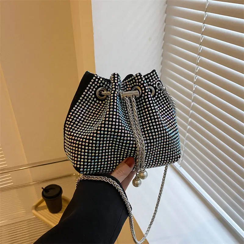 Rhinestone Bucket Bag Women's Casual Shoulder Crossbody Bag - Image 5