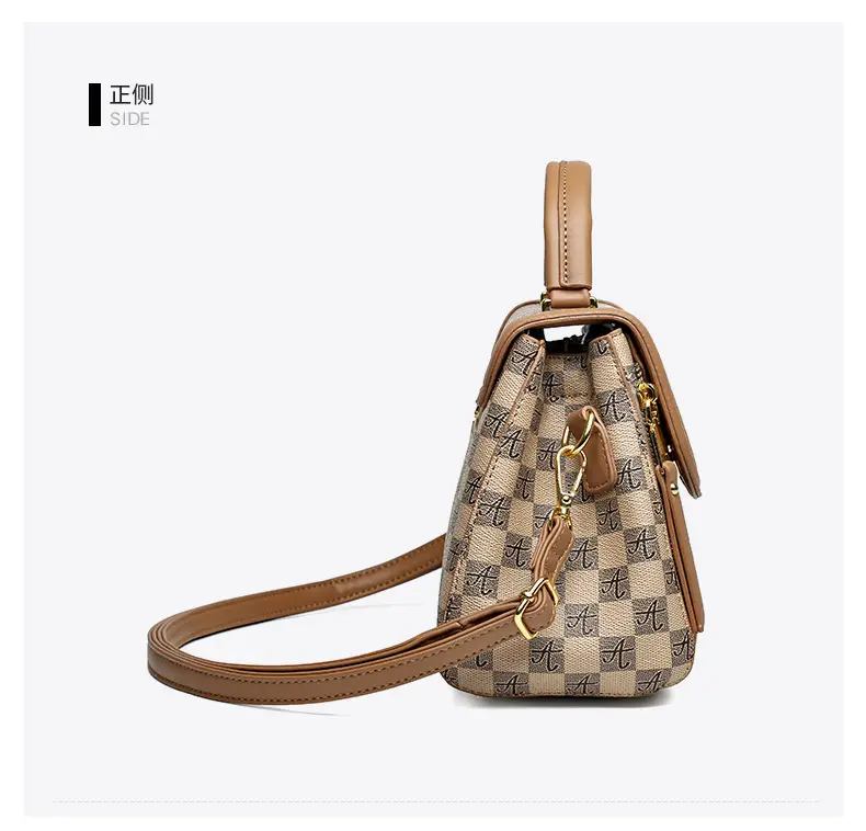 Korean Style Women's Handbag Brown Checkered Shoulder Crossbody — feature 20
